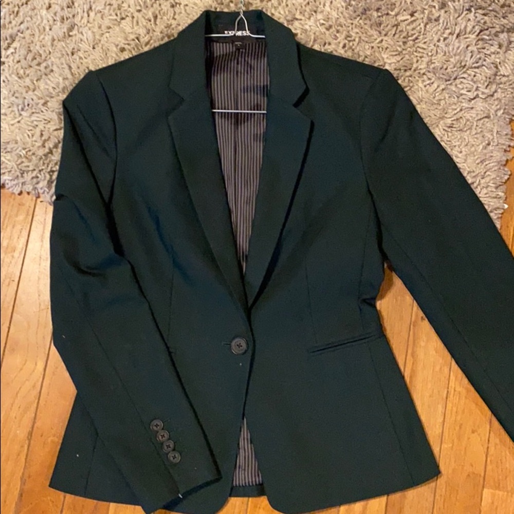 Express Notch Collar One Button Blazer Green
